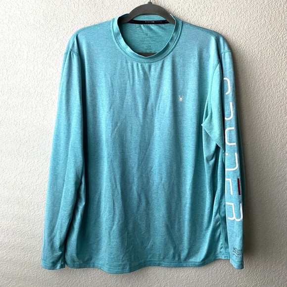 Spyder Mens Swim Rash Guard Sun Tee Shirt Size Medium Green - Picture 1 of 7